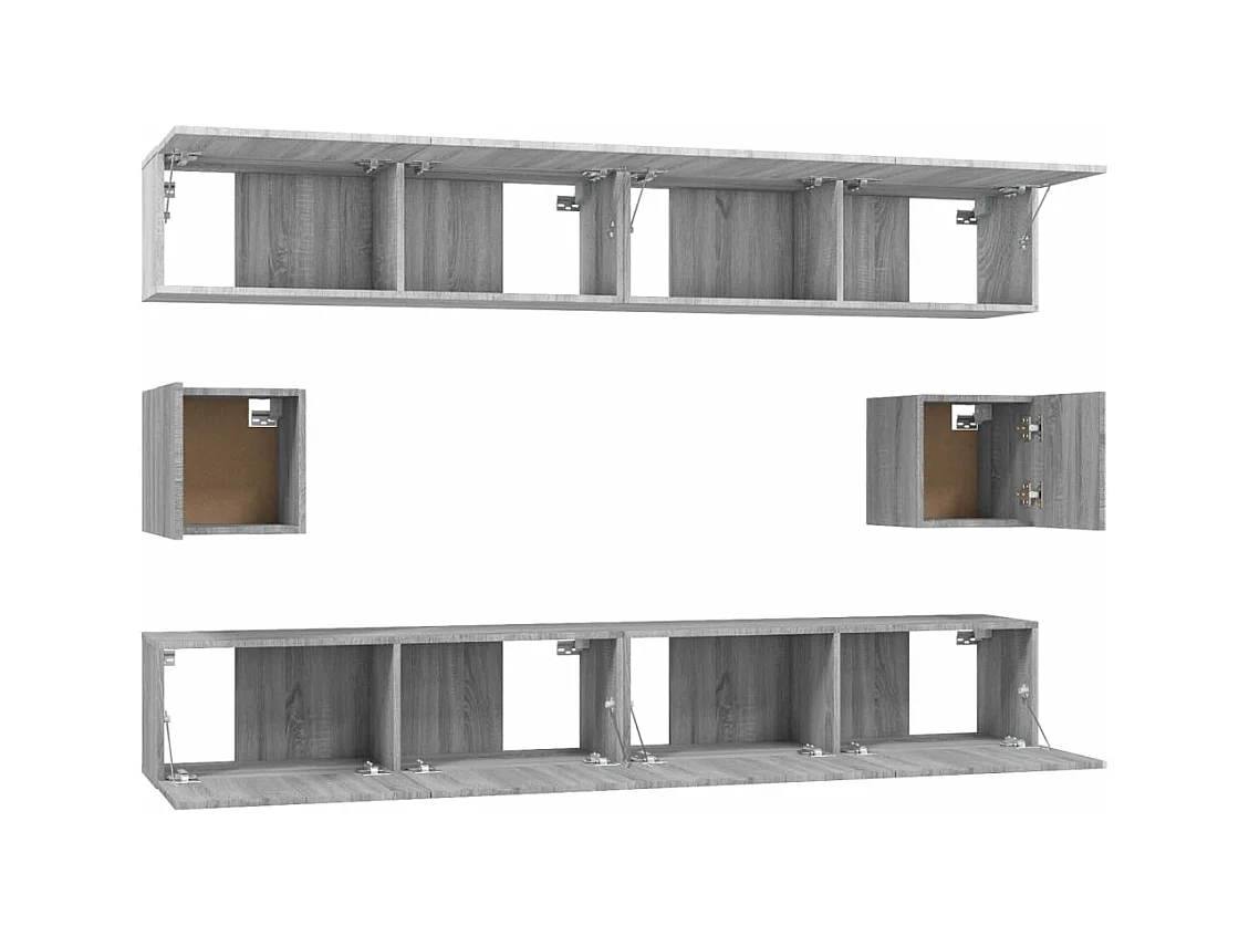 6-tlg. TV-Schrank-Set Grau Sonoma Holzwerkstoff