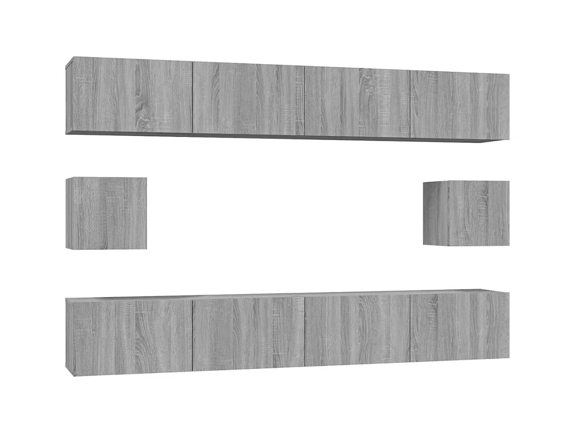 6-tlg. TV-Schrank-Set Grau Sonoma Holzwerkstoff