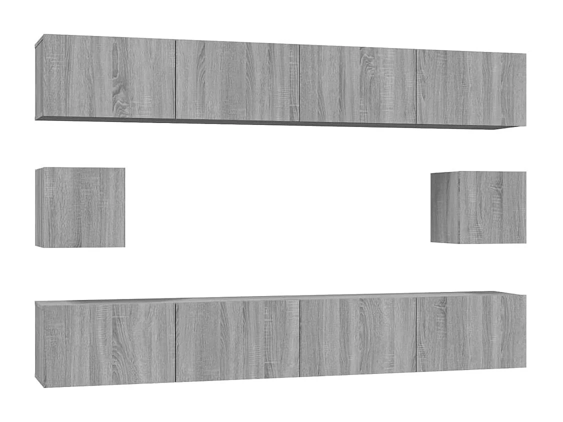 6-delige Tv-meubelset bewerkt hout grijs sonoma eikenkleurig