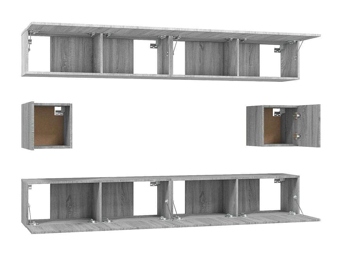 6-delige Tv-meubelset bewerkt hout grijs sonoma eikenkleurig
