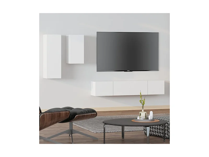 Ensemble de meubles TV 4 pcs Blanc Bois d'ingénierie