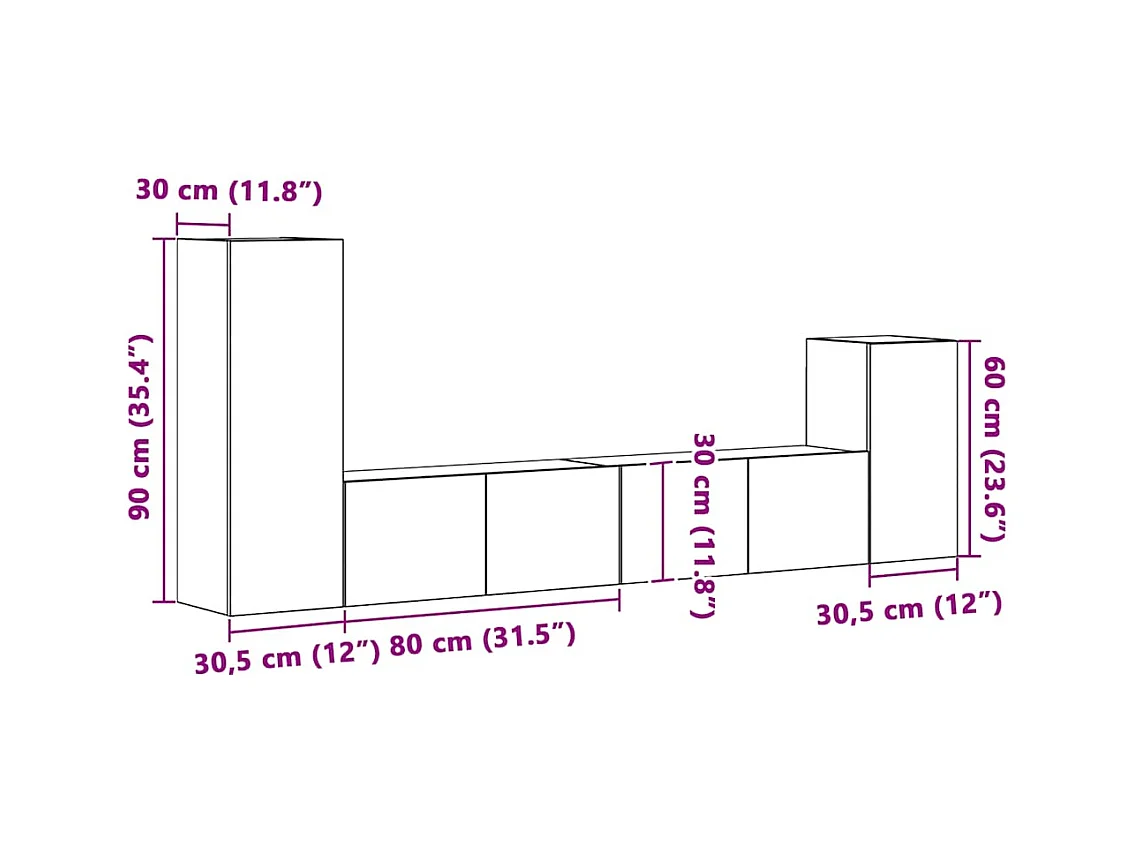 Ensemble de meubles TV 4 pcs Blanc Bois d'ingénierie