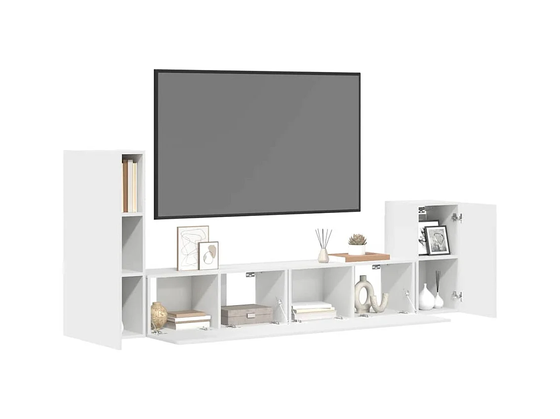 Ensemble de meubles TV 4 pcs Blanc Bois d'ingénierie