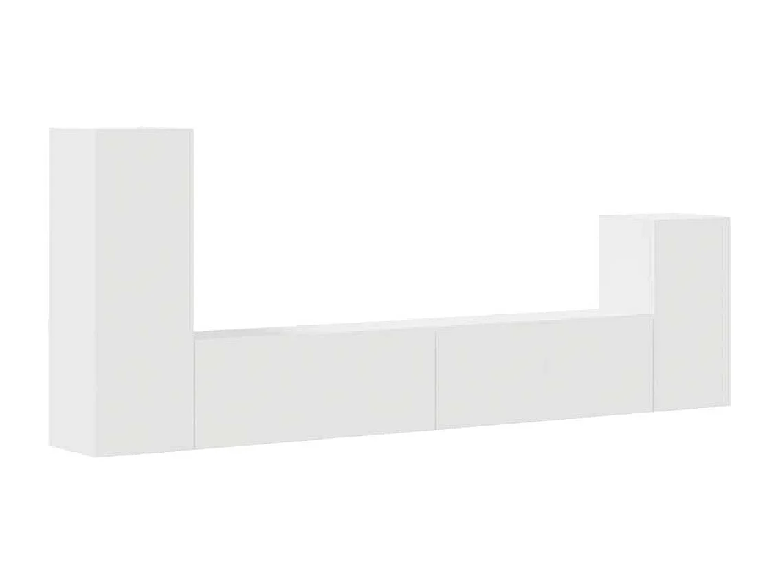 4 pcs conjunto de móveis de TV derivados de madeira branco