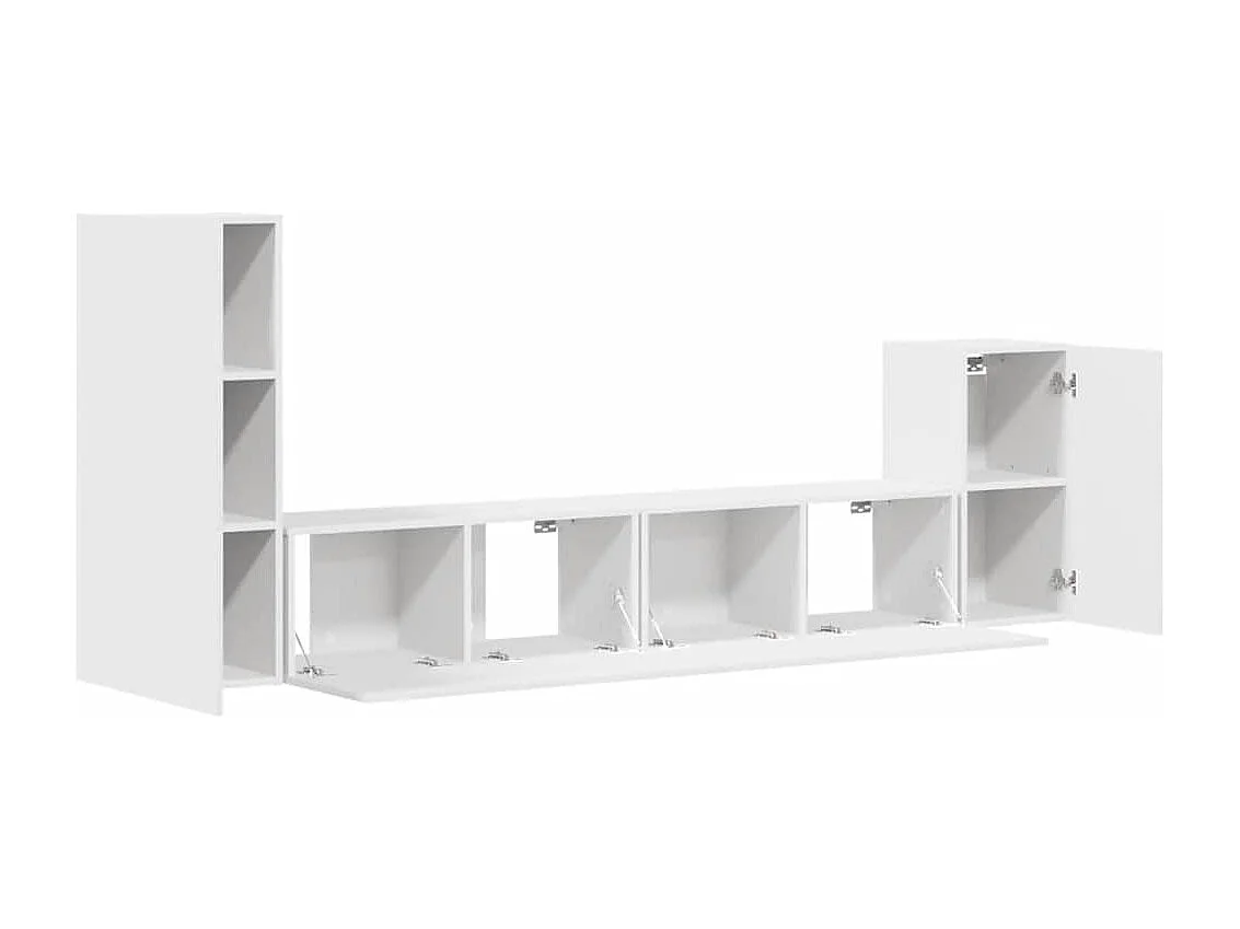 4 pcs conjunto de móveis de TV derivados de madeira branco