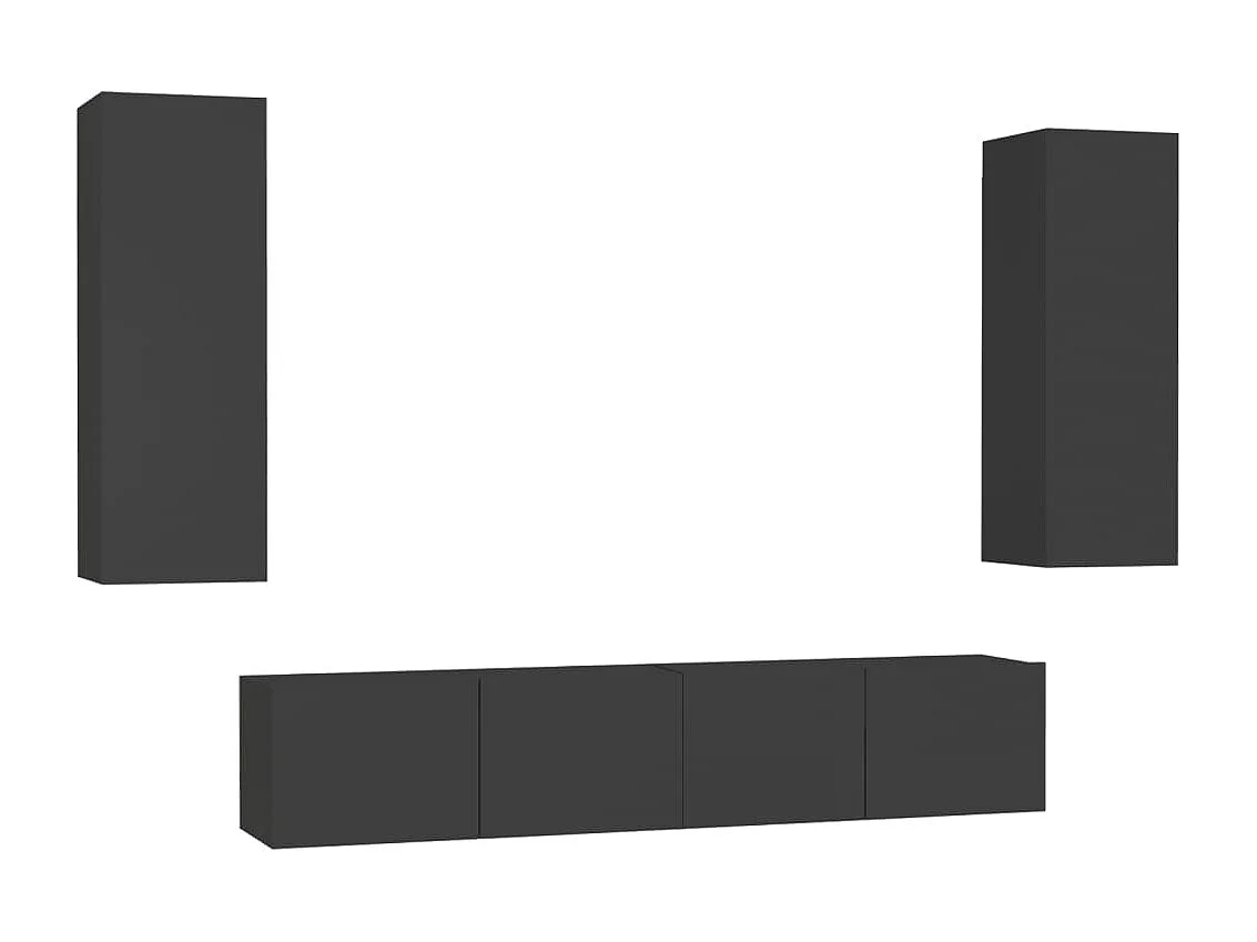 Set di Mobili Porta TV 4 pz Nero in Legno Multistrato