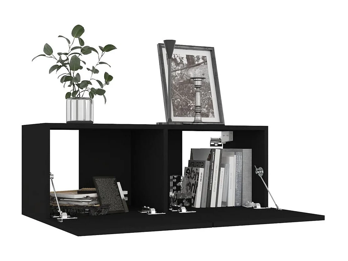 Set di Mobili Porta TV 4 pz Nero in Legno Multistrato