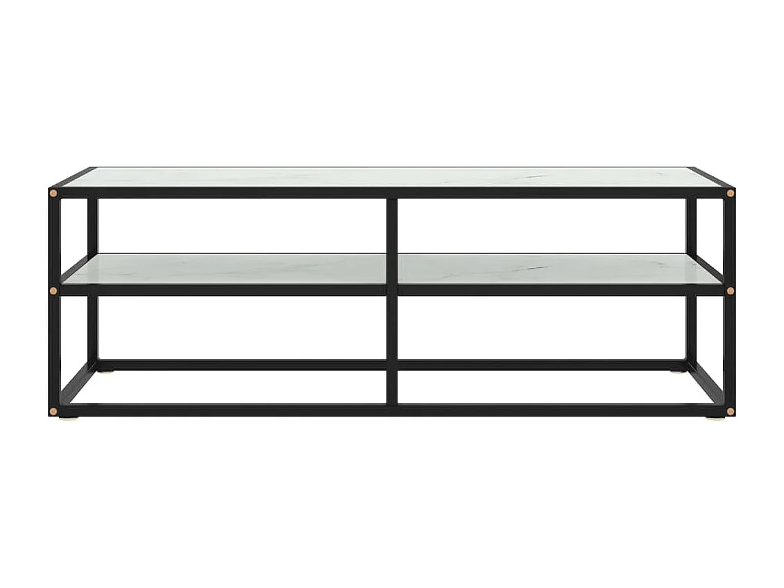 Móvel de TV 120x40x40 cm vidro mármore branco