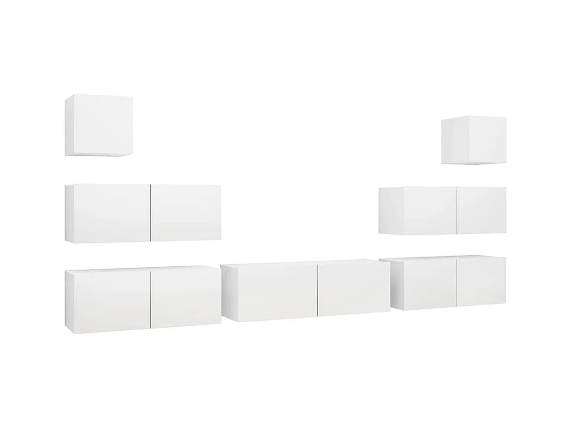 Set de muebles de salón TV 7 piezas madera de ingeniería blanco