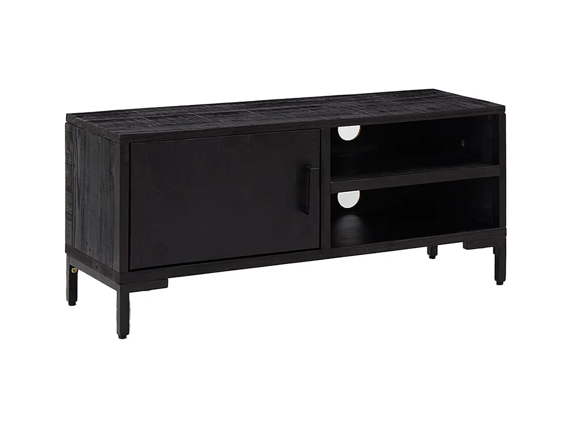 TV-Schrank Schwarz 90x30x40 cm Massivholz Kiefer