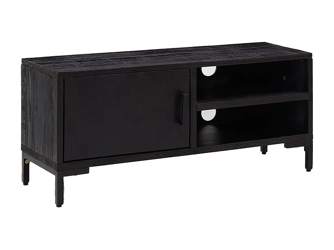 Móvel de TV 90x30x40 cm madeira de pinho maciça preto