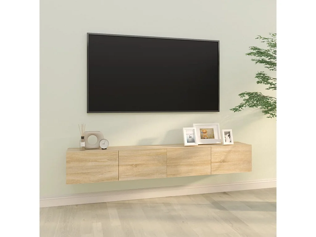 Meubles TV muraux 2pcs chêne sonoma 100x30x30cm bois ingénierie