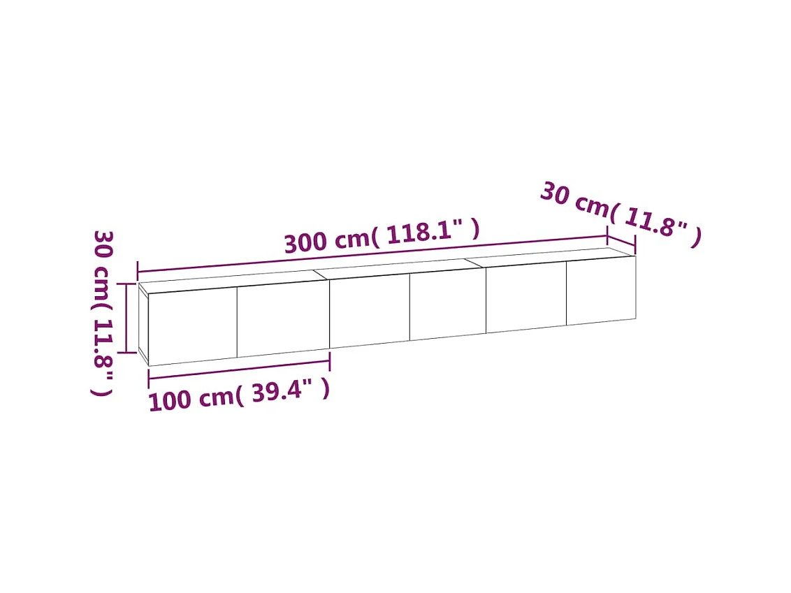 Set Mobili Porta TV 3 pz Rovere Fumo in Legno Multistrato