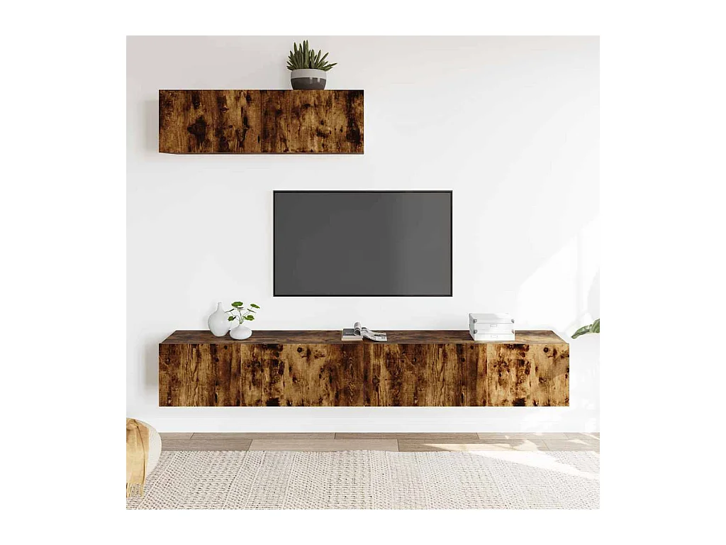 Ensemble de meubles TV 3 pcs Chêne fumé Bois d'ingénierie