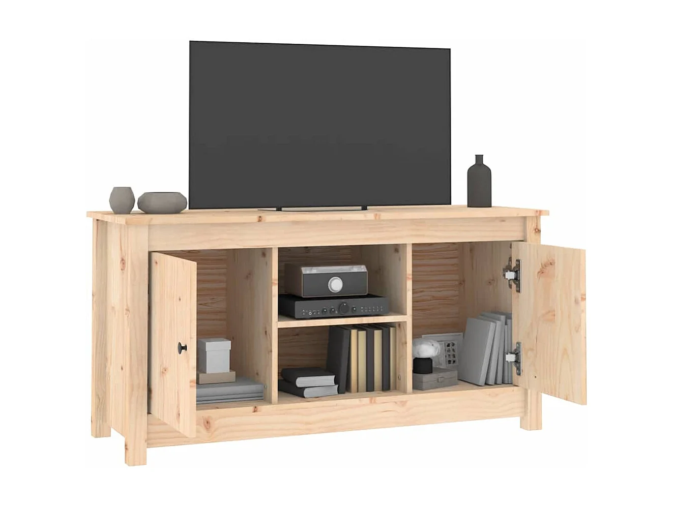 Mueble de TV de madera maciza de pino 103x36,5x52 cm