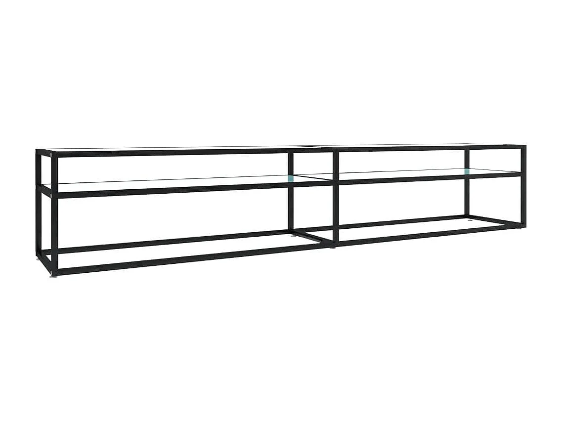 Tv-meubel 220x40x40,5 cm gehard glas witmarmerkleurig