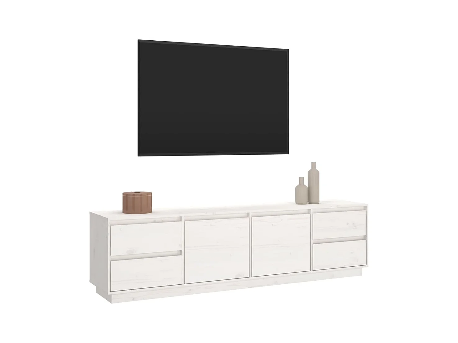 TV-Schrank Weiß 176x37x47,5 cm Massivholz Kiefer