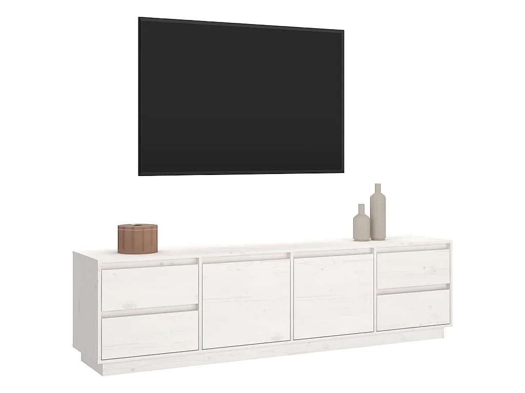 TV-Schrank Weiß 176x37x47,5 cm Massivholz Kiefer