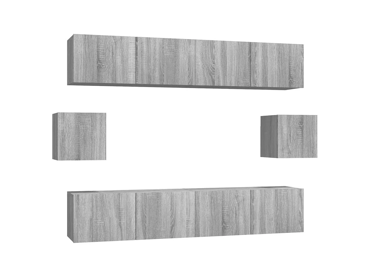 6-tlg. TV-Schrank-Set Grau Sonoma Holzwerkstoff