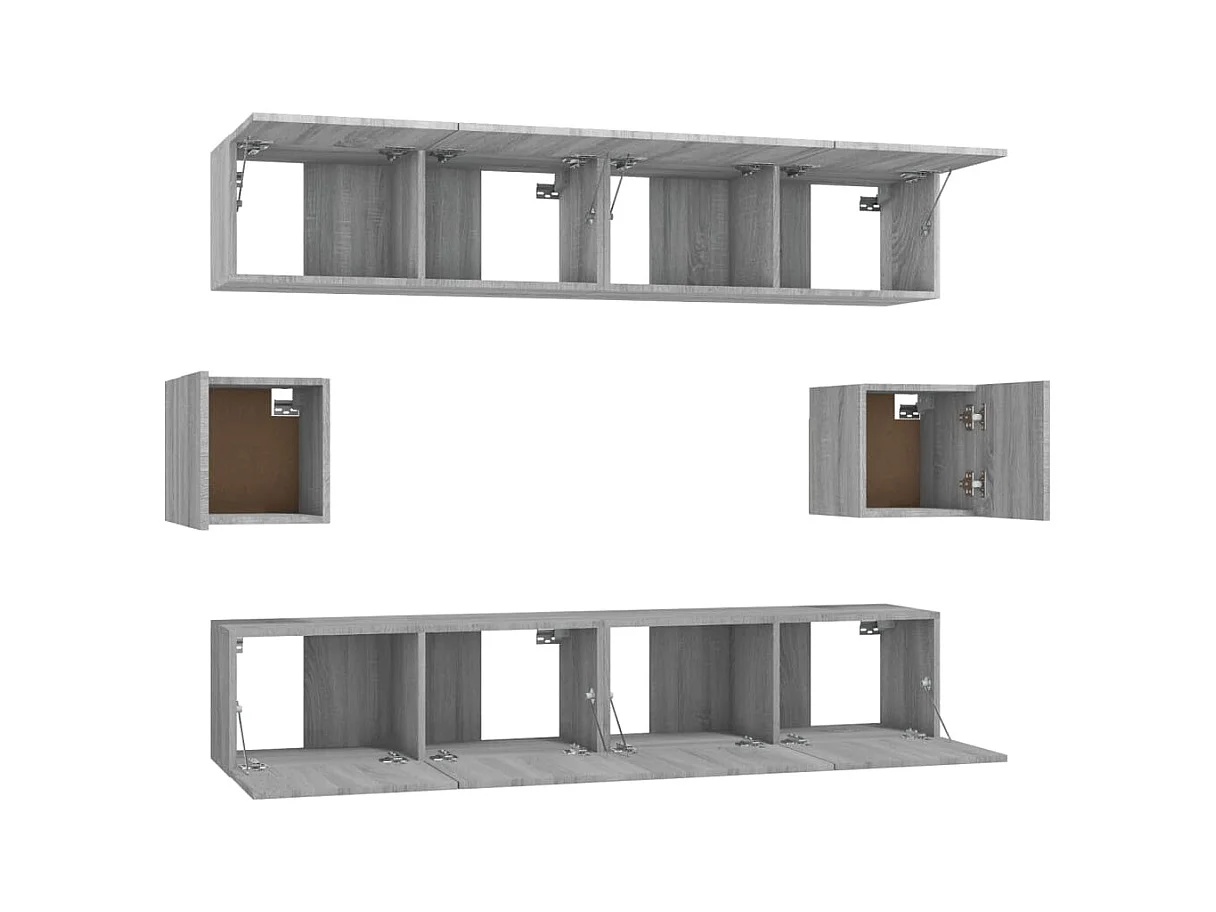6-tlg. TV-Schrank-Set Grau Sonoma Holzwerkstoff