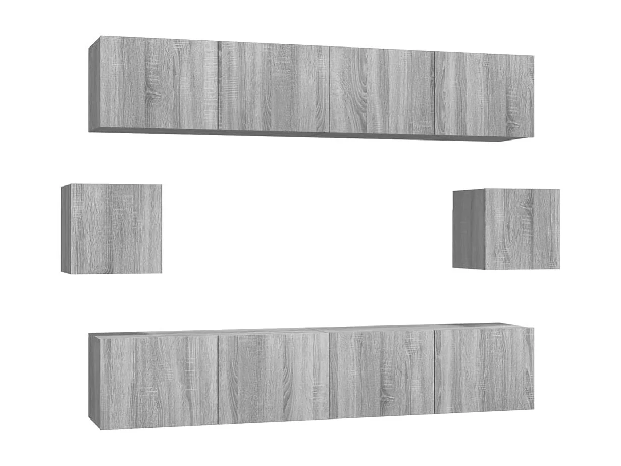 Set de muebles para TV 6 pzas madera contrachapada gris Sonoma