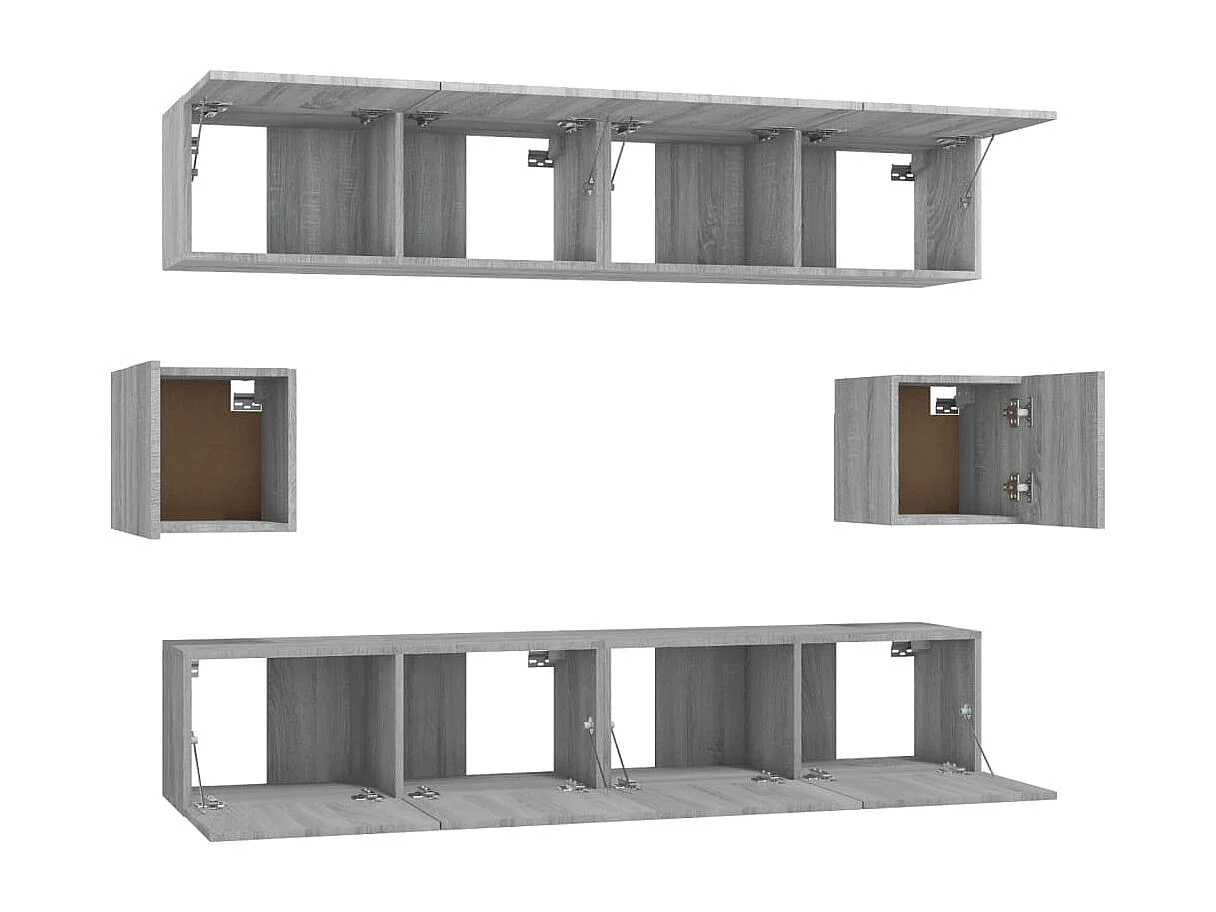 Set de muebles para TV 6 pzas madera contrachapada gris Sonoma