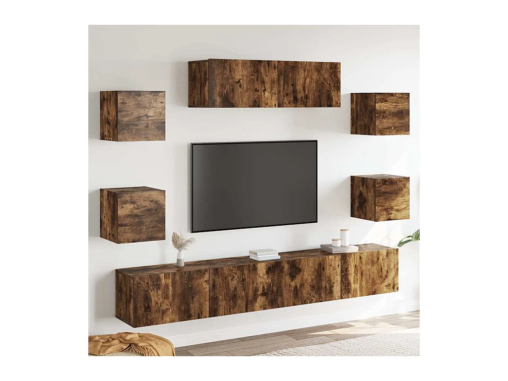 Ensemble de meubles TV 7 pcs Chêne fumé Bois d'ingénierie