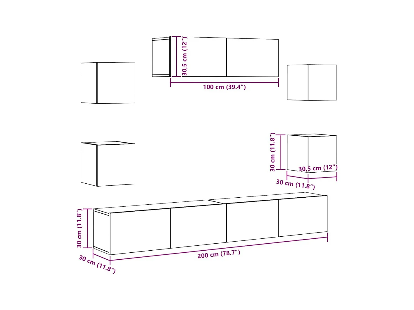 Ensemble de meubles TV 7 pcs Chêne fumé Bois d'ingénierie