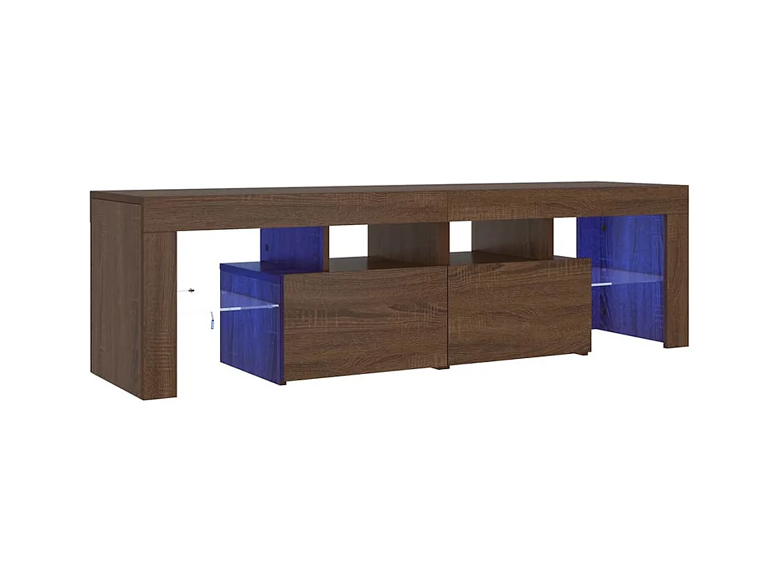 TV-Schrank mit LED-Leuchten Braun Eichen-Optik 140x36,5x40 cm