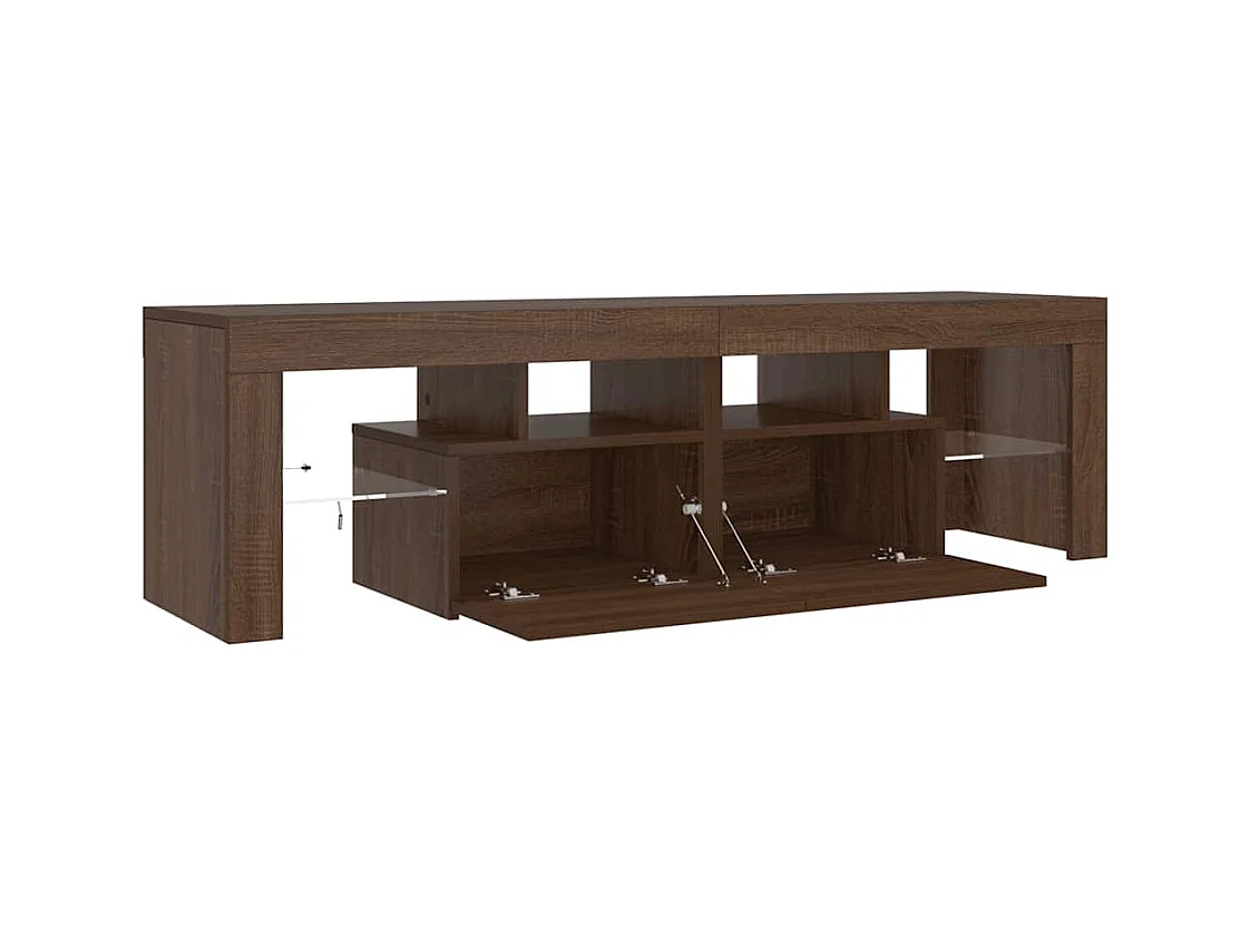 TV-Schrank mit LED-Leuchten Braun Eichen-Optik 140x36,5x40 cm