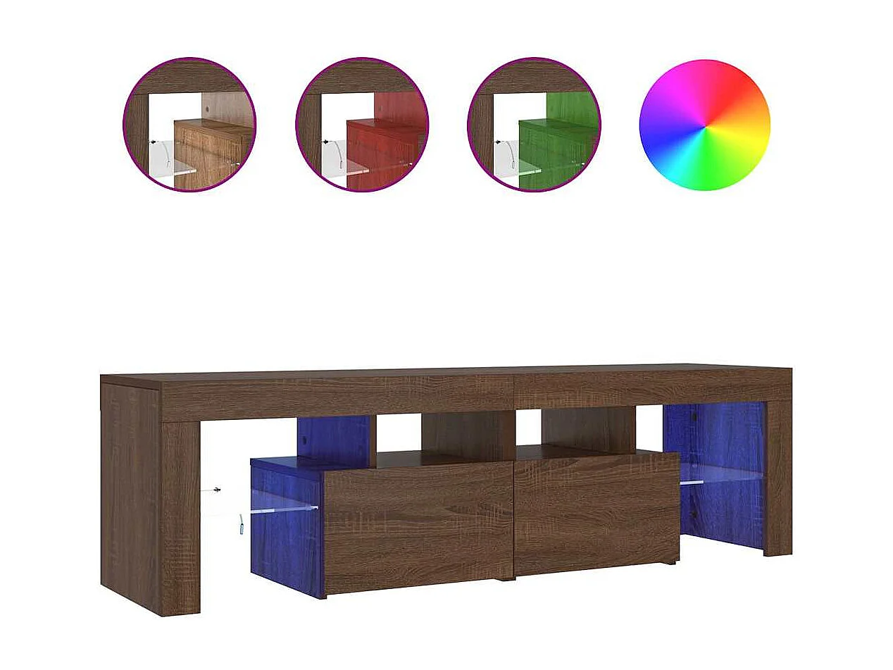 Móvel de TV com luzes LED 140x36,5x40 cm carvalho castanho