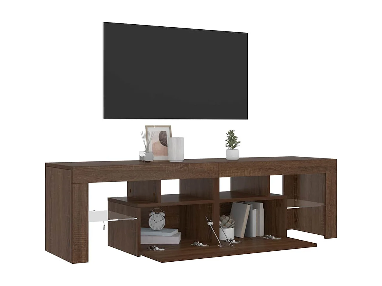 Móvel de TV com luzes LED 140x36,5x40 cm carvalho castanho