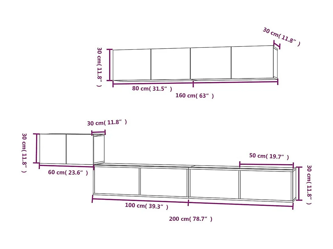 Ensemble de meubles TV 5 pcs Chêne fumé Bois d'ingénierie
