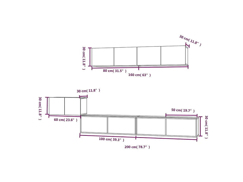 Ensemble de meubles TV 5 pcs Chêne fumé Bois d'ingénierie