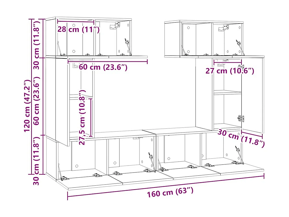6-tlg. TV-Schrank-Set Sonoma-Eiche Holzwerkstoff