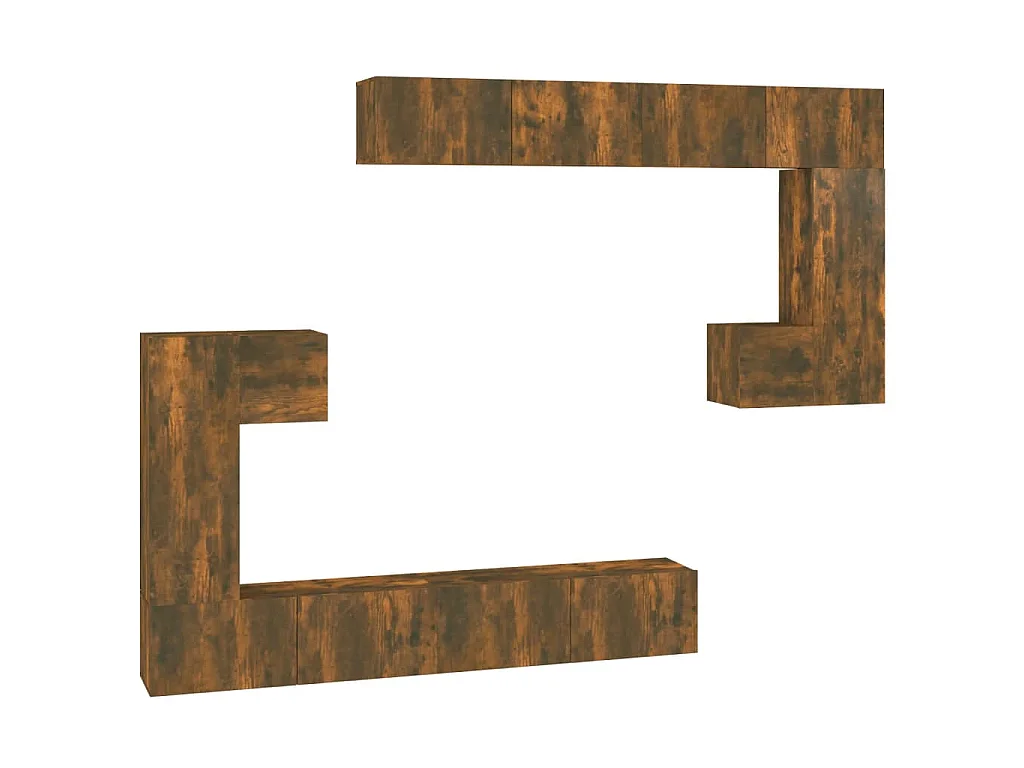 Mobile Porta TV a Parete Rovere Fumo in Legno Multistrato