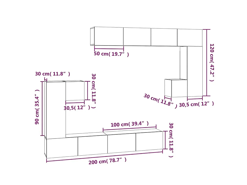 Mobile Porta TV a Parete Rovere Fumo in Legno Multistrato