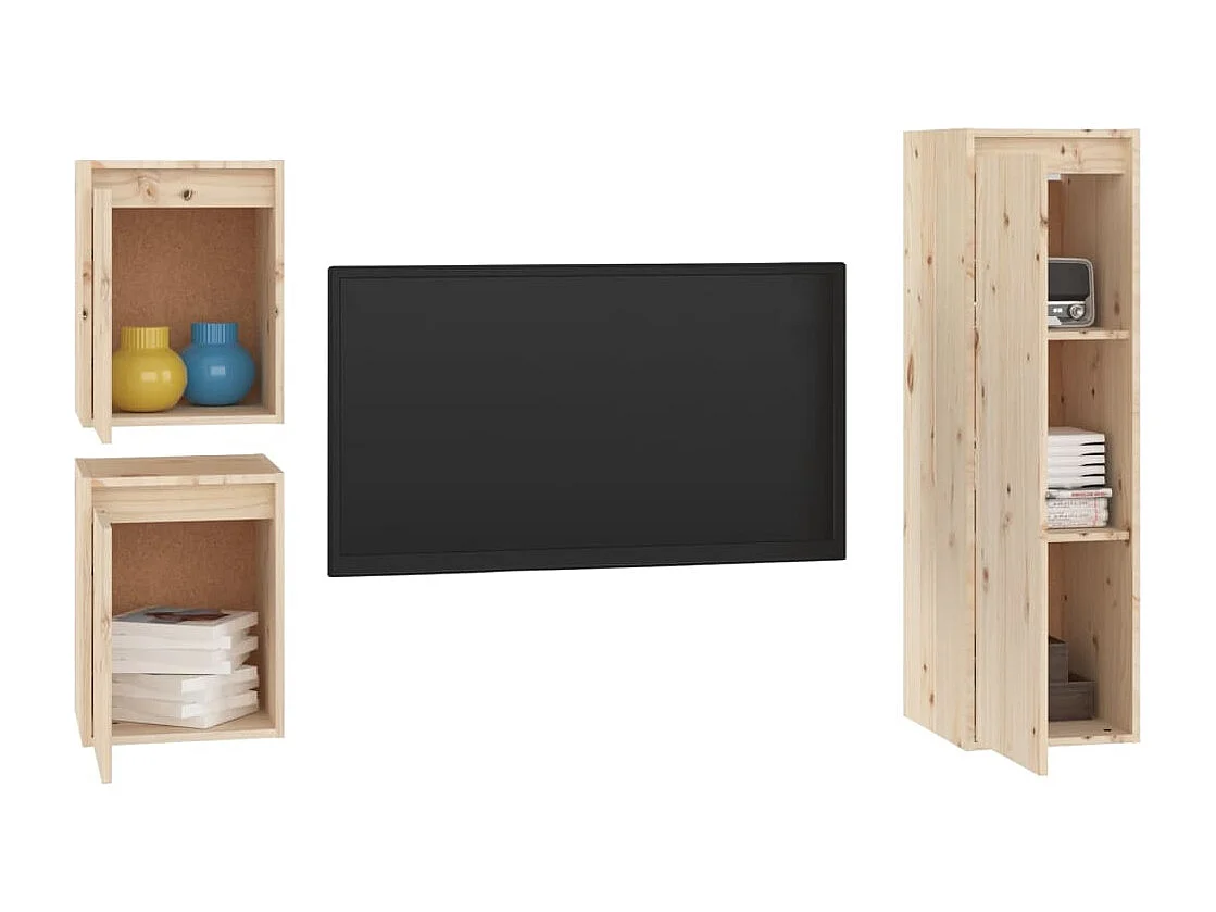 Tv-meubelen 3 st massief grenenhout