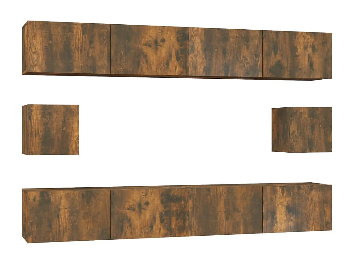 Set di Mobili Porta TV 6 pz Rovere Fumo in Legno Multistrato