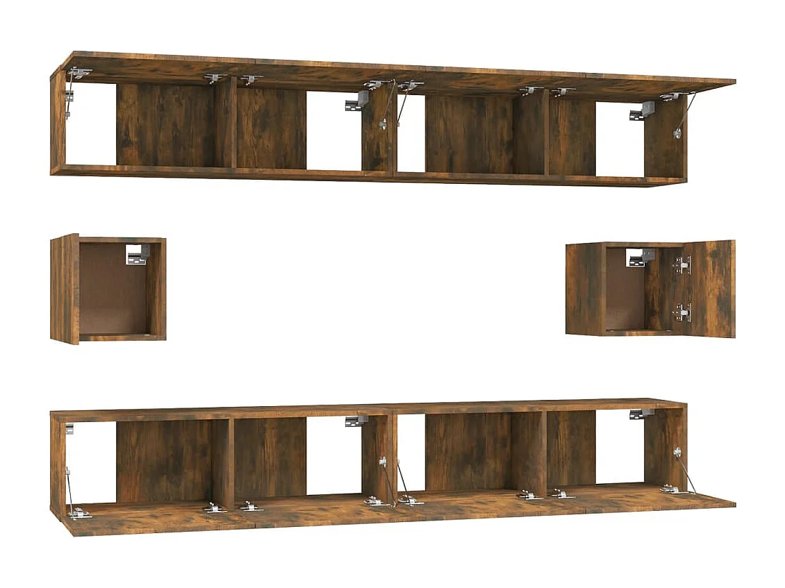 Set di Mobili Porta TV 6 pz Rovere Fumo in Legno Multistrato