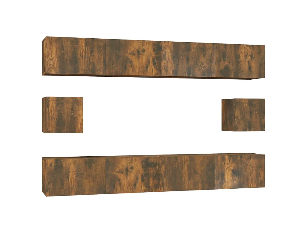 Set di Mobili Porta TV 6 pz Rovere Fumo in Legno Multistrato