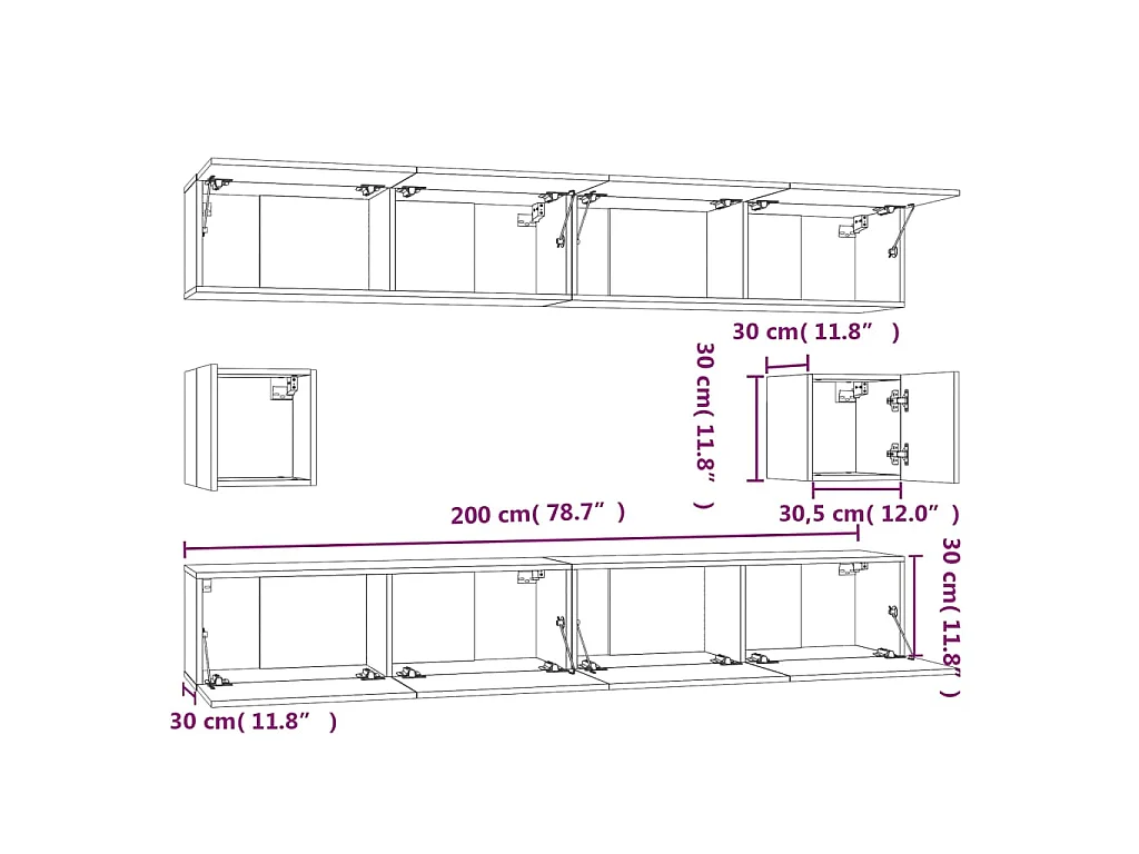 Set di Mobili Porta TV 6 pz Rovere Fumo in Legno Multistrato