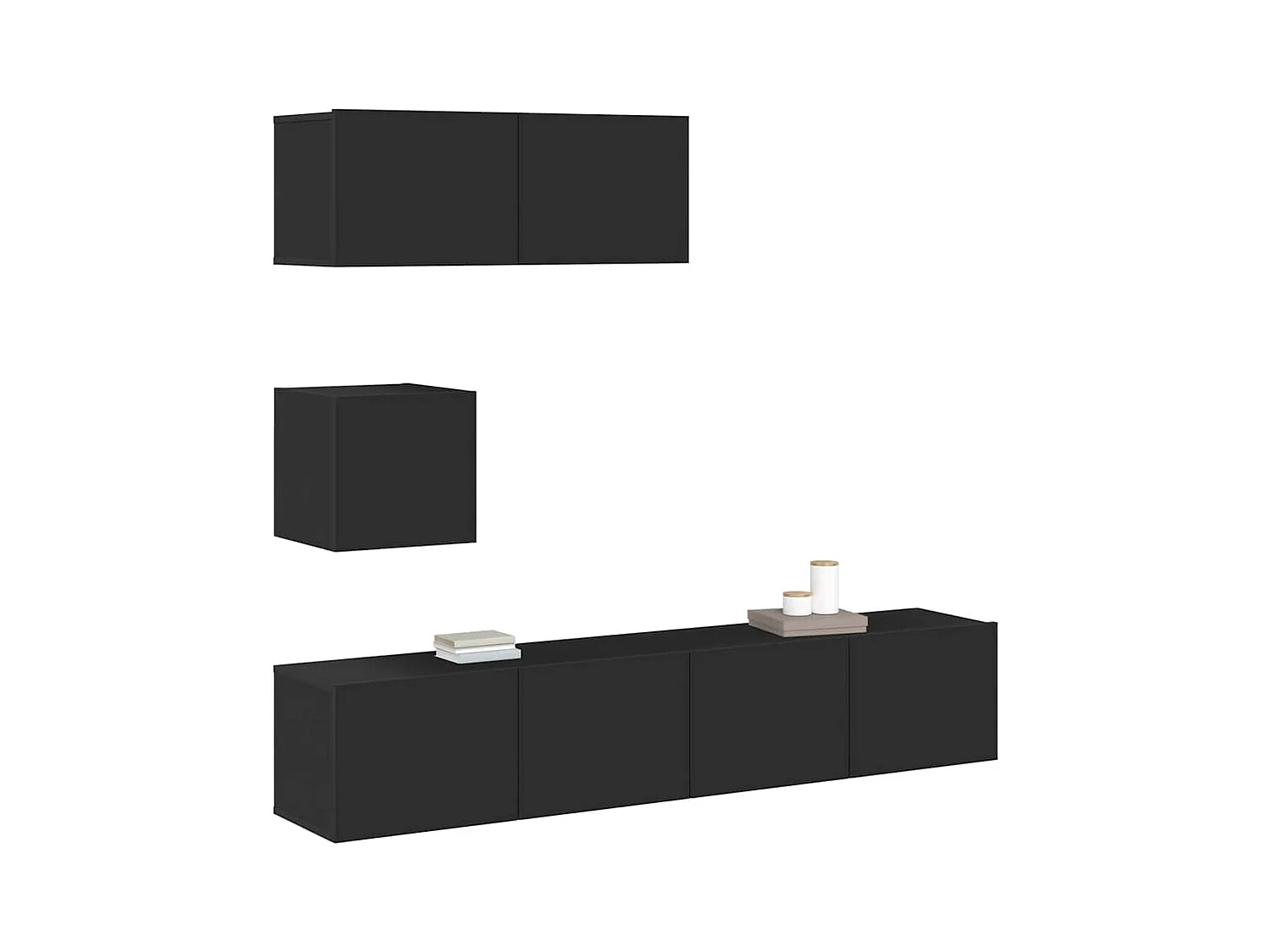 Ensemble de meubles TV 4 pcs Noir Bois d'ingénierie