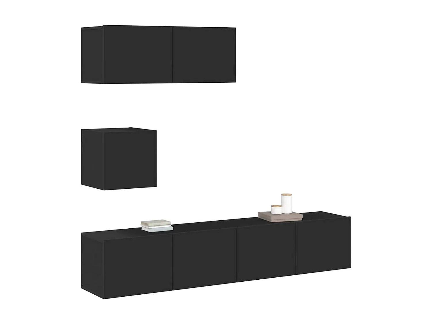 Conjunto móveis de TV 4 pcs madeira processada preto