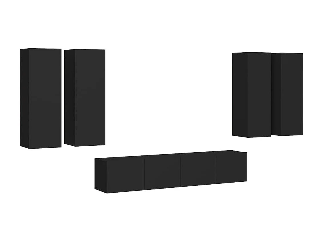 Ensemble de meubles TV 6 pcs Noir Bois d'ingénierie