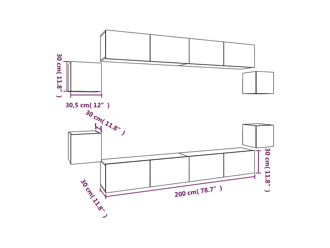 Ensemble de meubles TV 8 pcs Chêne fumé Bois d'ingénierie