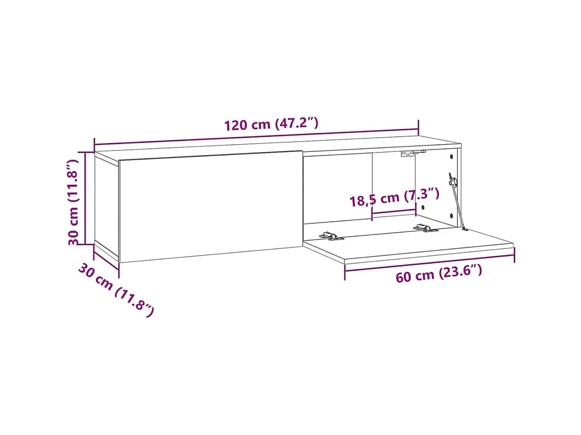 Armoire murale TV Chêne marron 120x30x30 cm Bois d'ingénierie