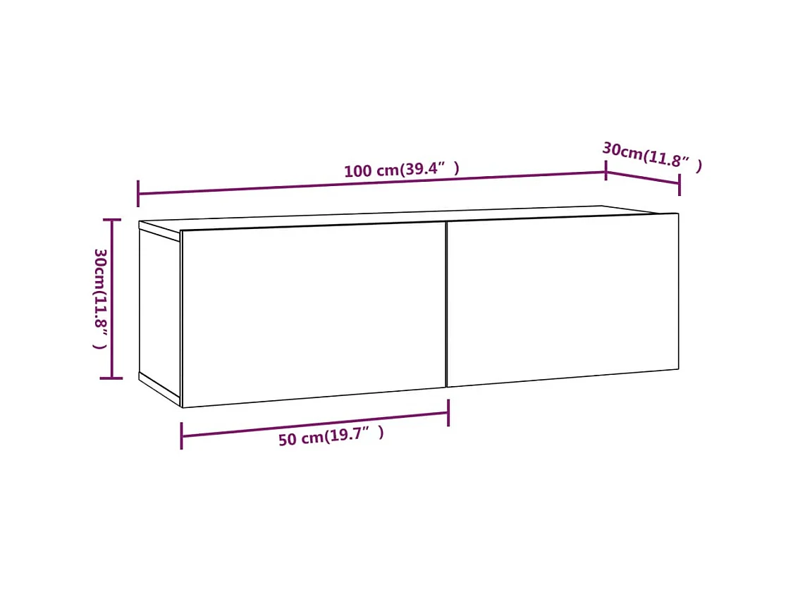 TV-Wandschränke 4 Stk. Räuchereiche 100x30x30 cm