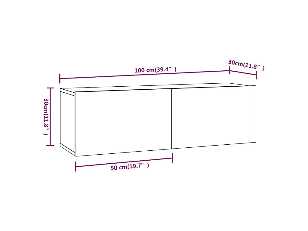 Meubles TV muraux 4 pcs chêne fumé 100x30x30 cm