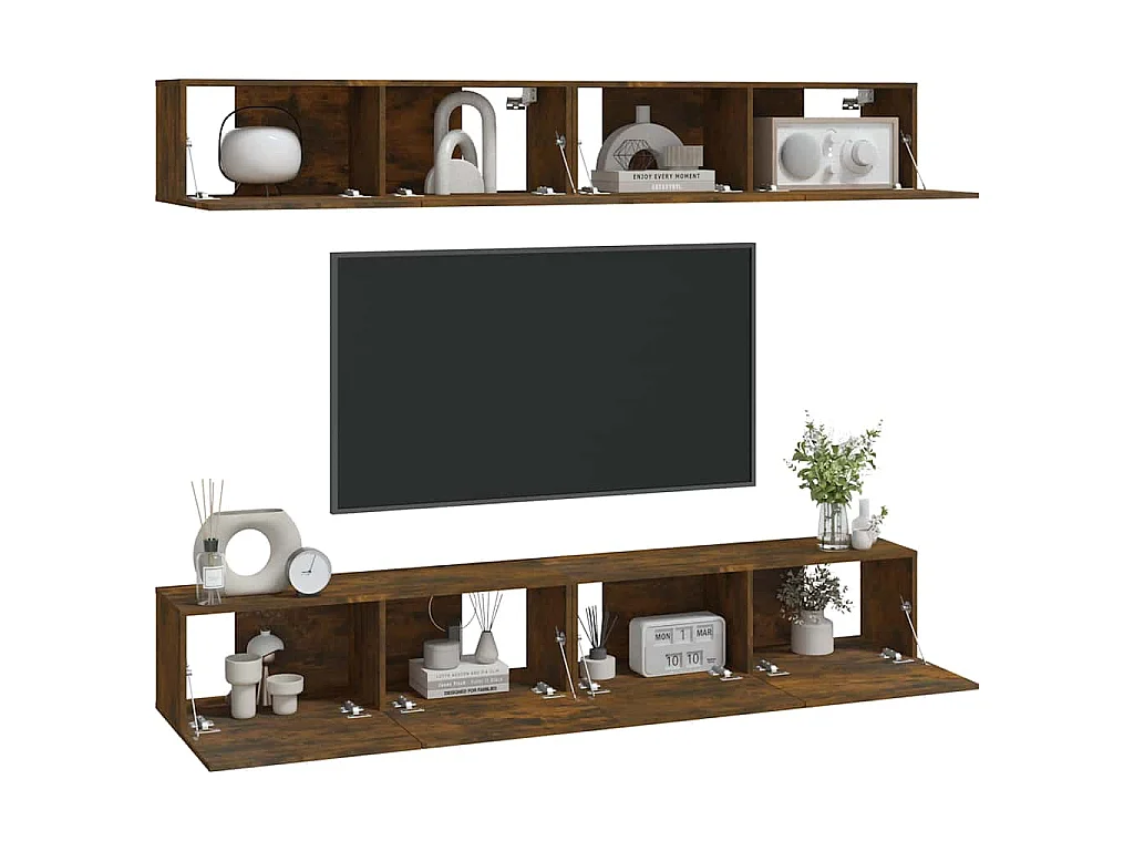 Meubles TV muraux 4 pcs chêne fumé 100x30x30 cm